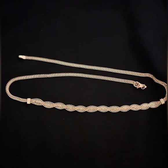 NEW SOLID 10K YG Necklace Yellow Gold Double Curb Link Braided Design Chain 10k - Picture 6 of 15